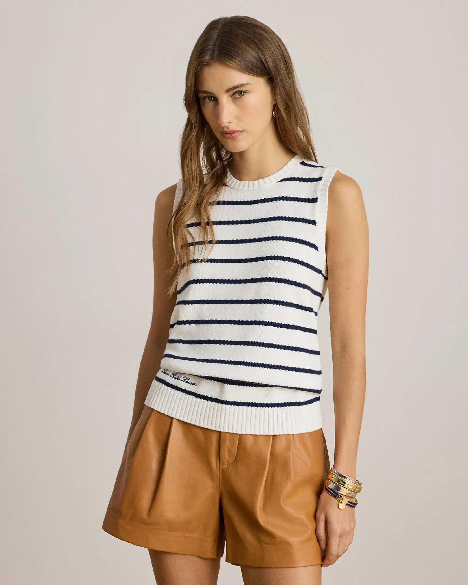 Lauren Ralph Lauren Striped Cotton Sleeveless Jumper