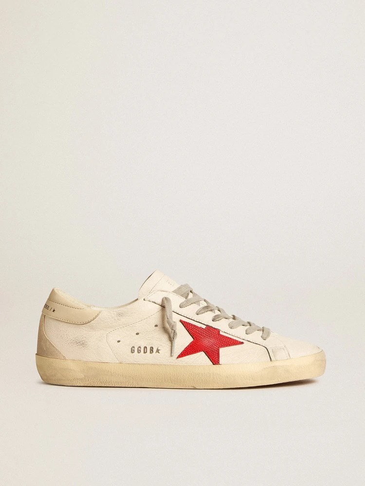 Golden Goose Super-Star in nappa with red star and cream leather heel tab