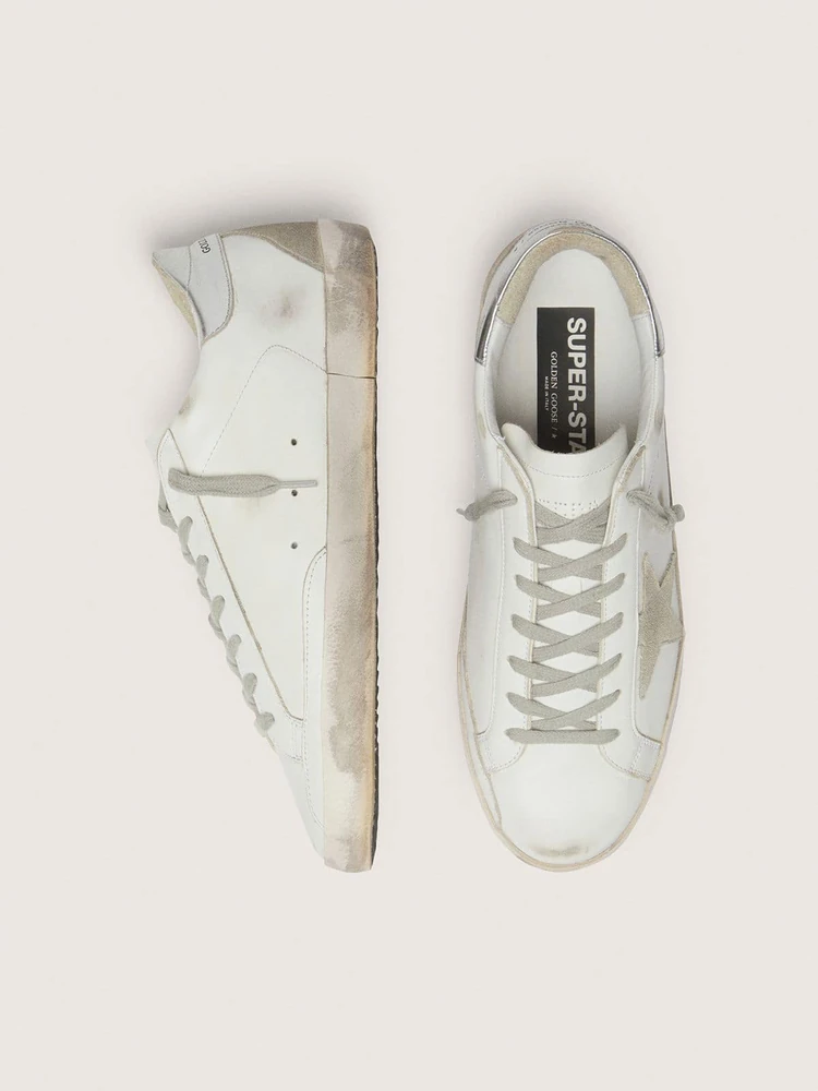 Golden Goose Super-Star with silver heel tab and lettering, деталь
