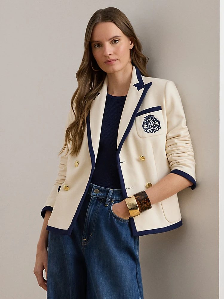Lauren Ralph Lauren Two-Tone Double-Breasted Piqué Blazer