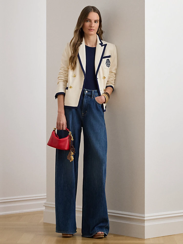 Lauren Ralph Lauren Two-Tone Double-Breasted Piqué Blazer, деталь