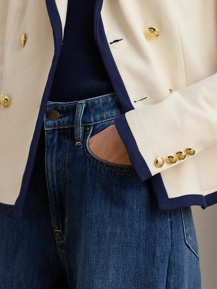 Lauren Ralph Lauren Two-Tone Double-Breasted Piqué Blazer, деталь