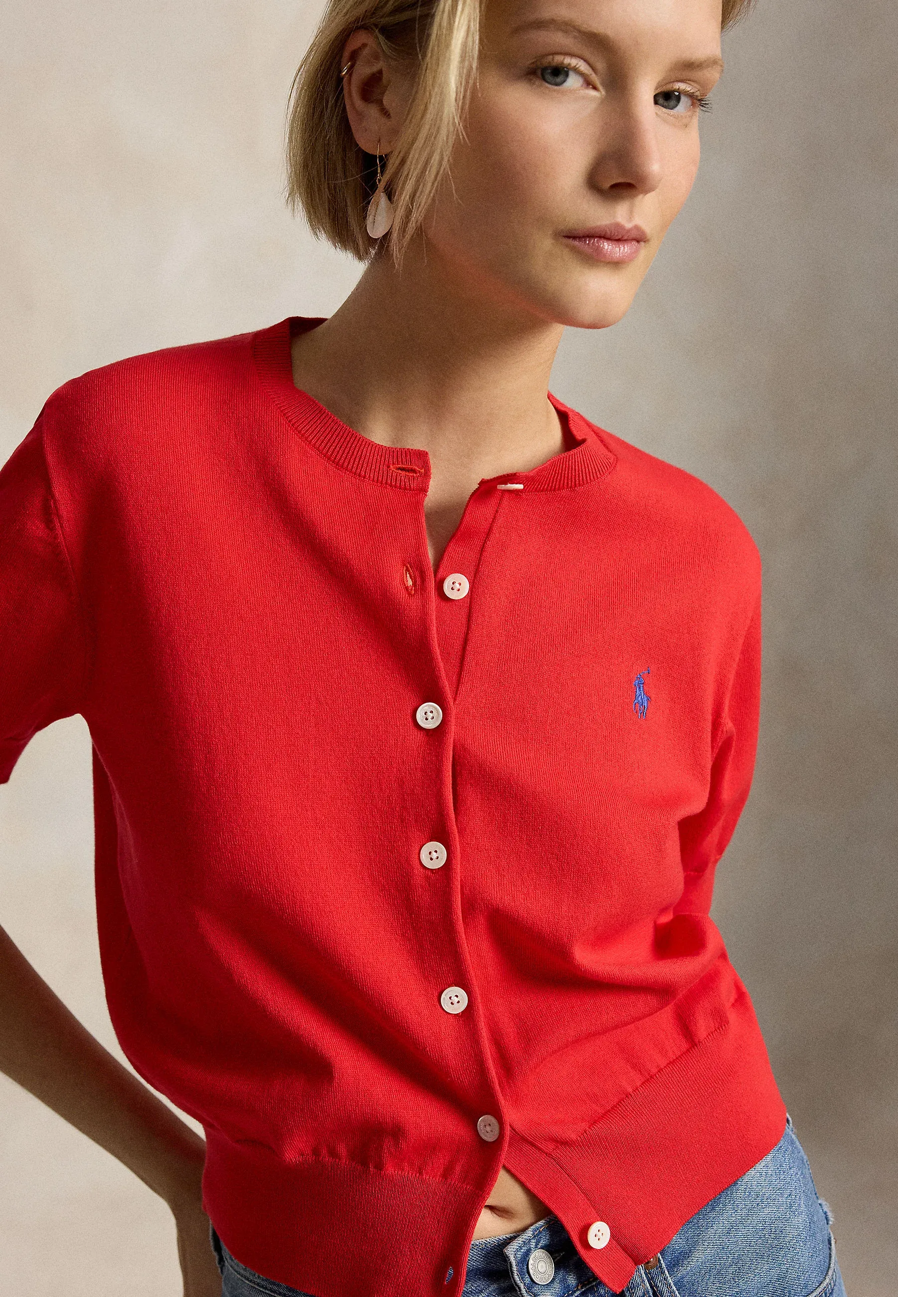 Ralph Lauren Cotton Short-Sleeve Cardigan, деталь