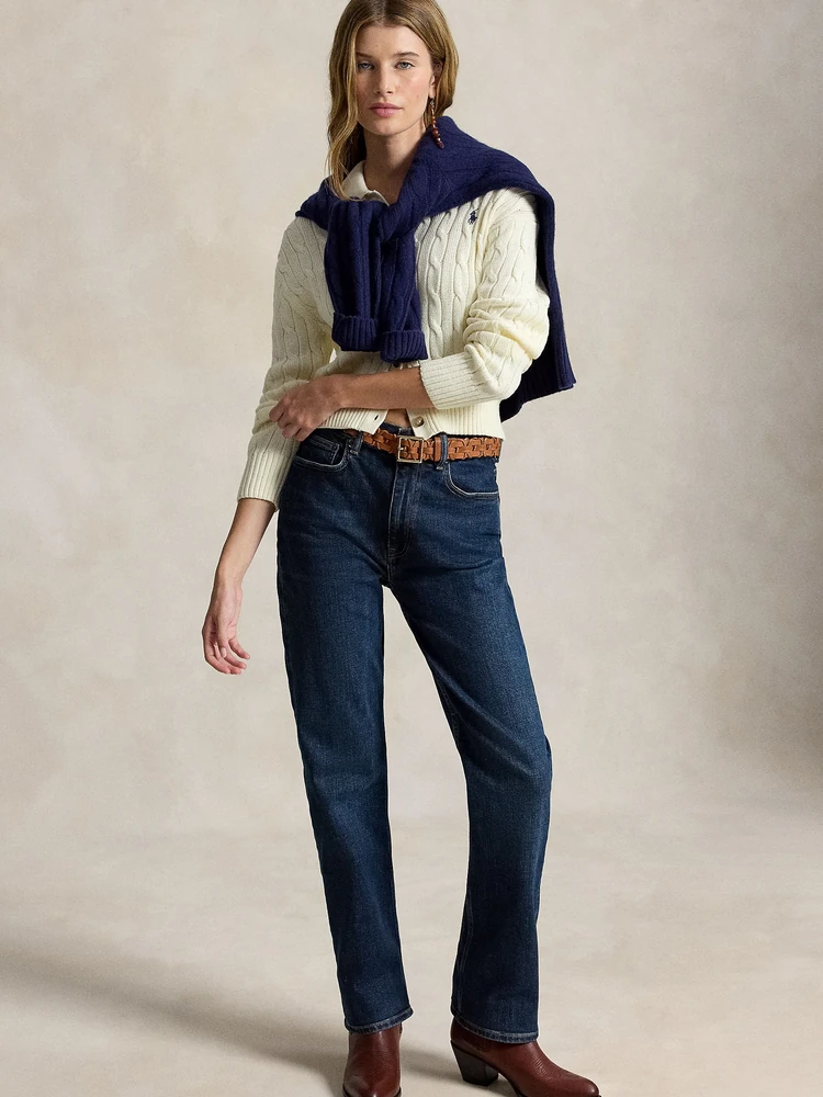 Polo Ralph Lauren Хлопковый кардиган косой вязки с воротником поло, деталь