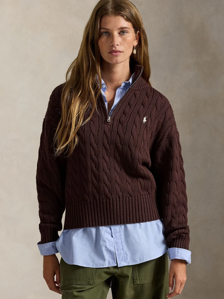 Polo Ralph Lauren Хлопковый свитер косой вязки на молнии
