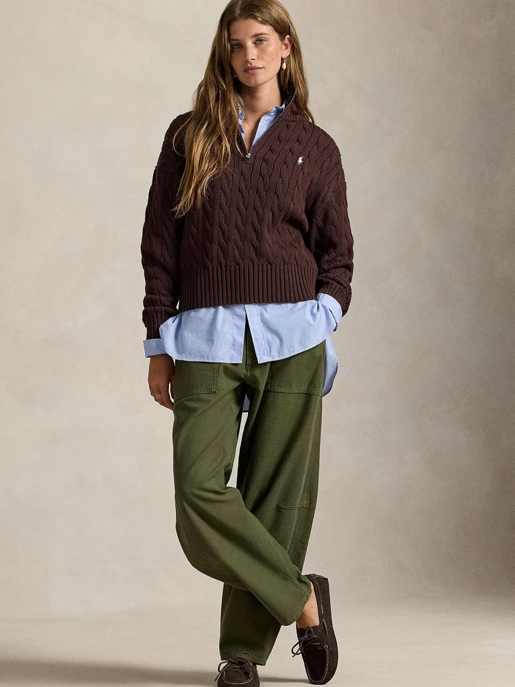 Polo Ralph Lauren Хлопковый свитер косой вязки на молнии, фото 4