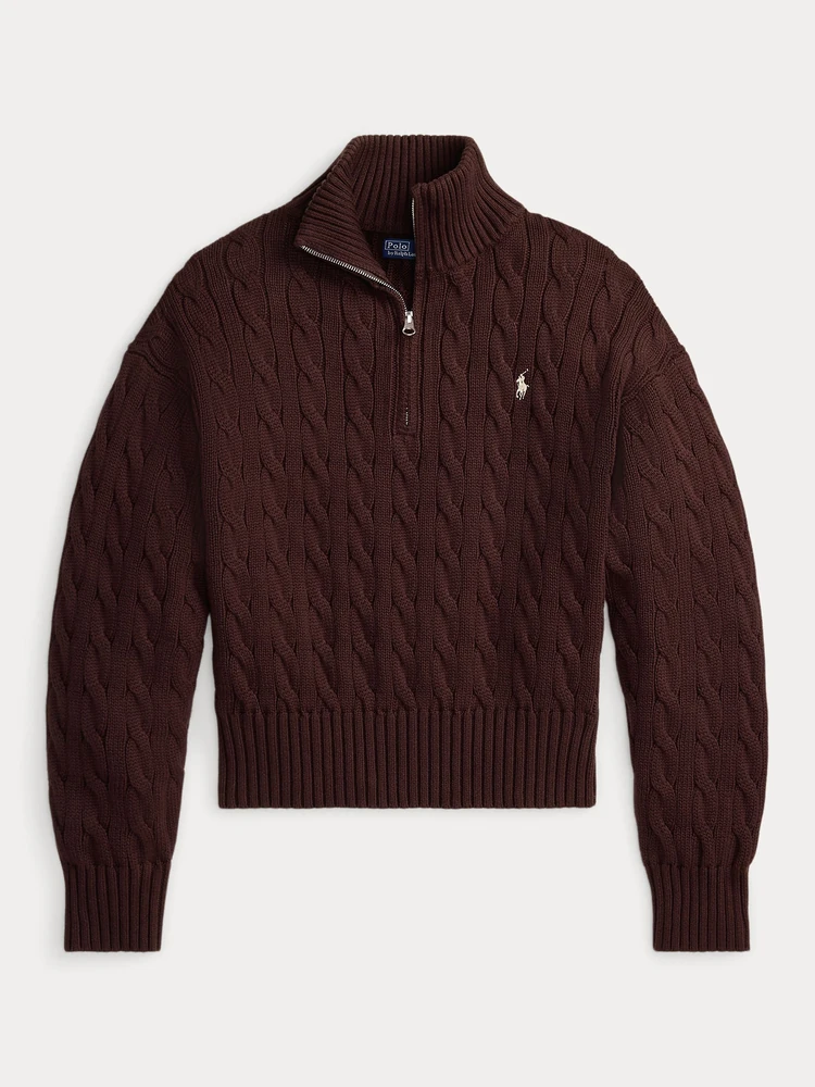 Polo Ralph Lauren Хлопковый свитер косой вязки на молнии, фото 5