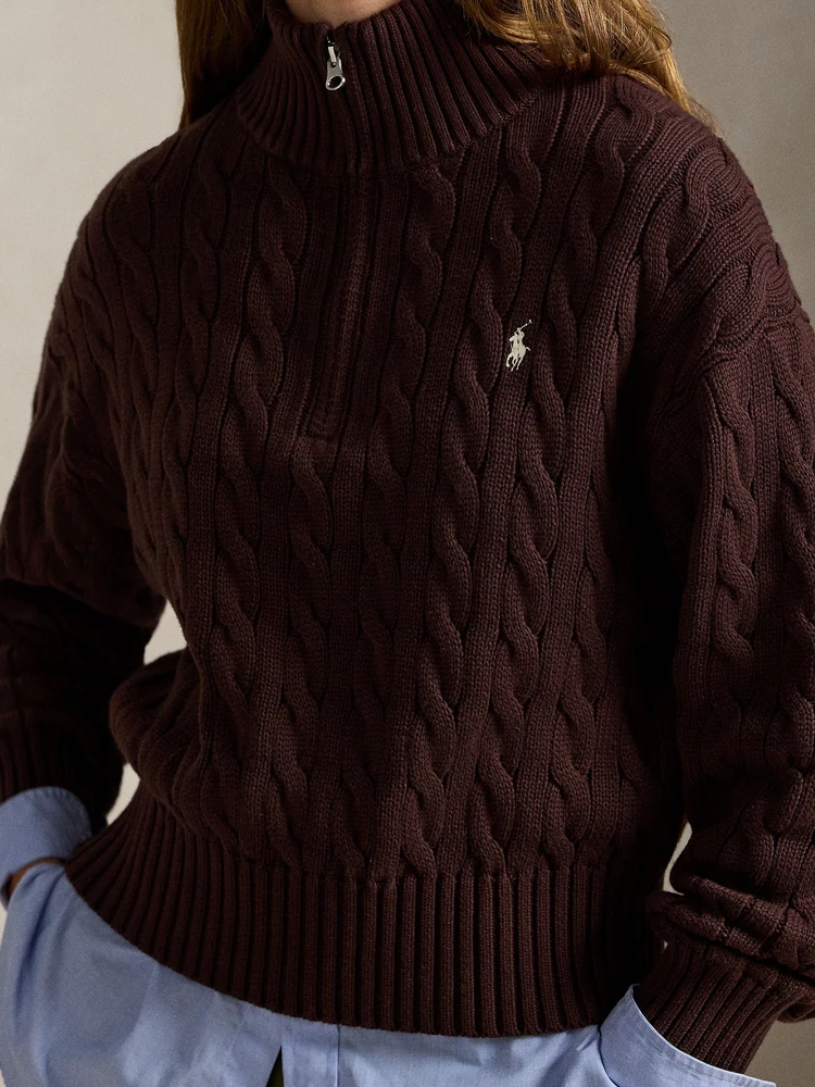 Polo Ralph Lauren Хлопковый свитер косой вязки на молнии, фото 6