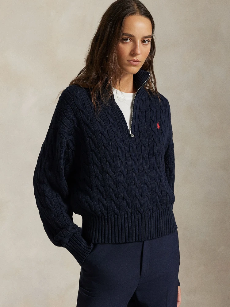 Polo Ralph Lauren Хлопковый свитер косой вязки на молнии