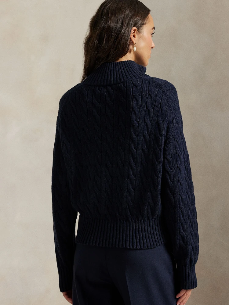 Polo Ralph Lauren Хлопковый свитер косой вязки на молнии, фото 3