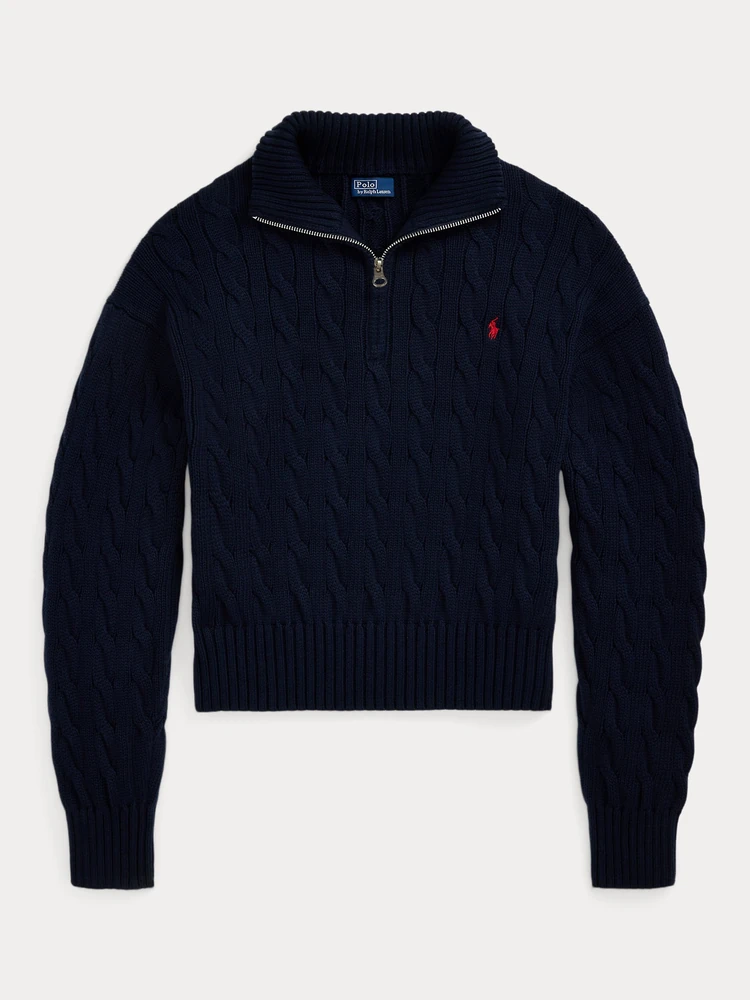 Polo Ralph Lauren Хлопковый свитер косой вязки на молнии, фото 5