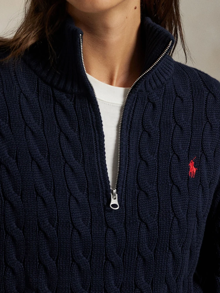 Polo Ralph Lauren Хлопковый свитер косой вязки на молнии, фото 6