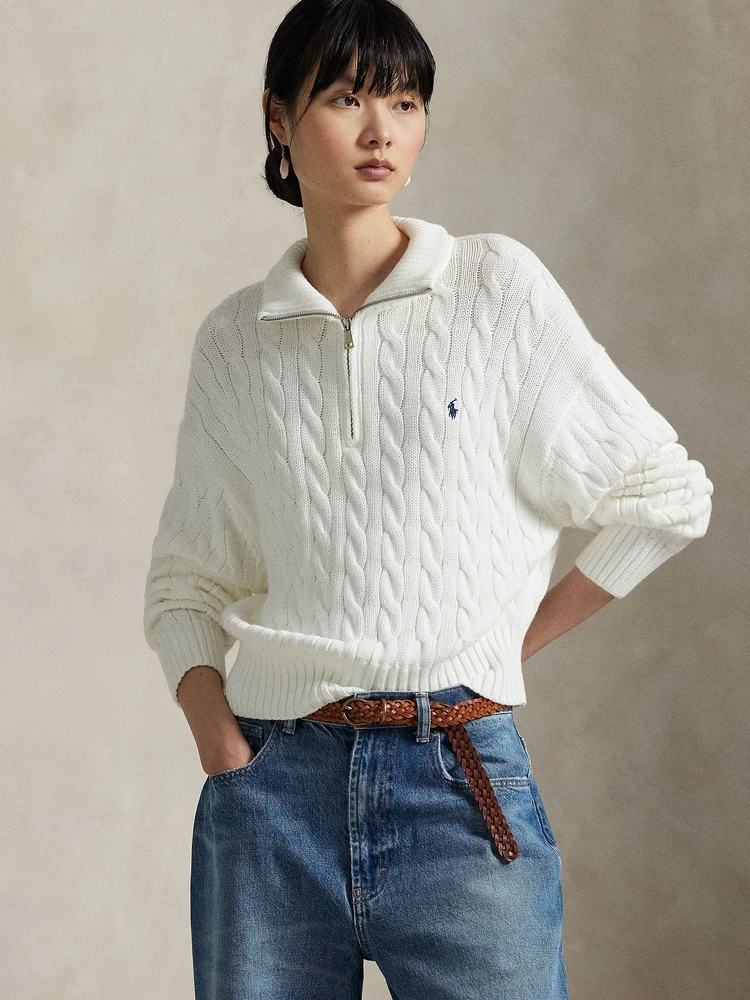 Polo Ralph Lauren Хлопковый свитер косой вязки на молнии