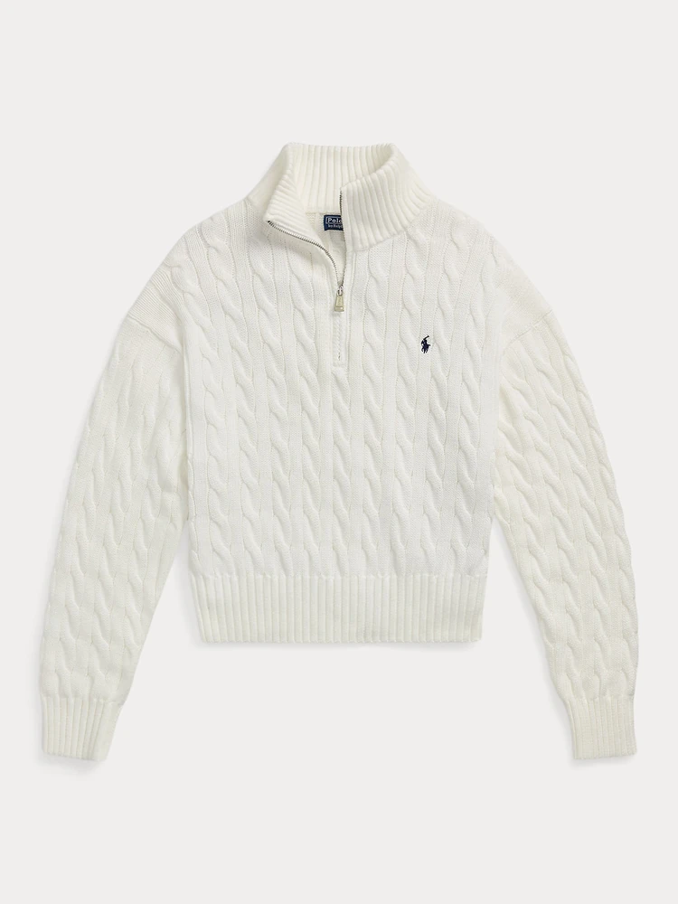 Polo Ralph Lauren Хлопковый свитер косой вязки на молнии, фото 4
