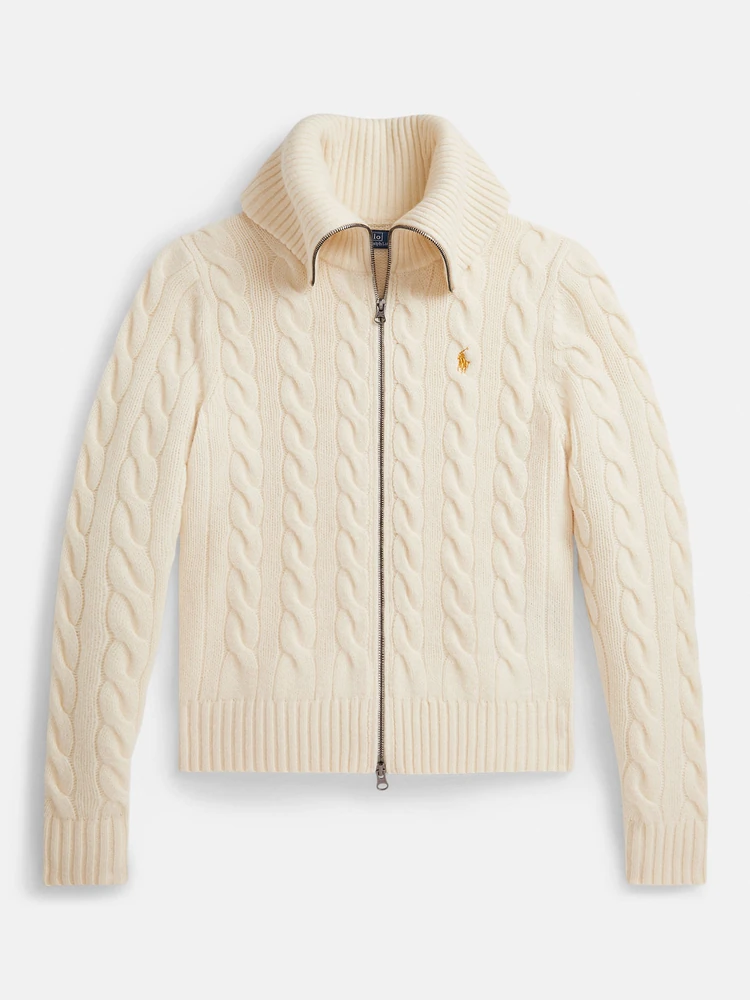 Polo Ralph Lauren Шерстяной кардиган косой вязки на молнии, деталь