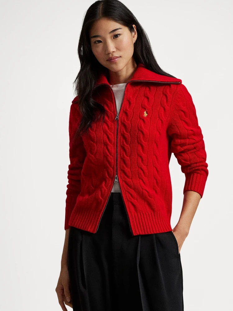 Polo Ralph Lauren Шерстяной кардиган косой вязки на молнии