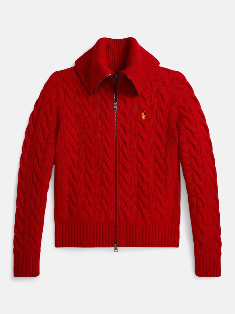 Polo Ralph Lauren Шерстяной кардиган косой вязки на молнии, деталь