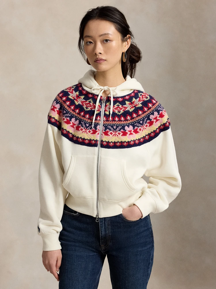 Polo Ralph Lauren Флисовое худи на молнии с узорной кокеткой