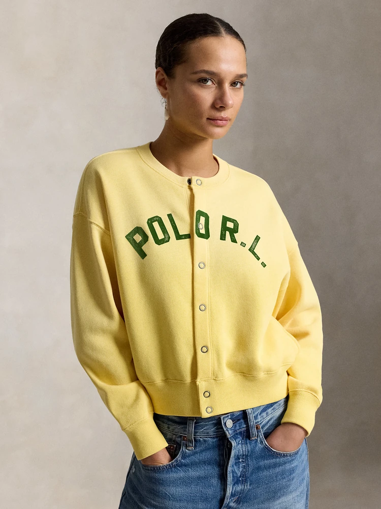 Polo Ralph Lauren Флисовый кардиган на кнопках с логотипом, деталь