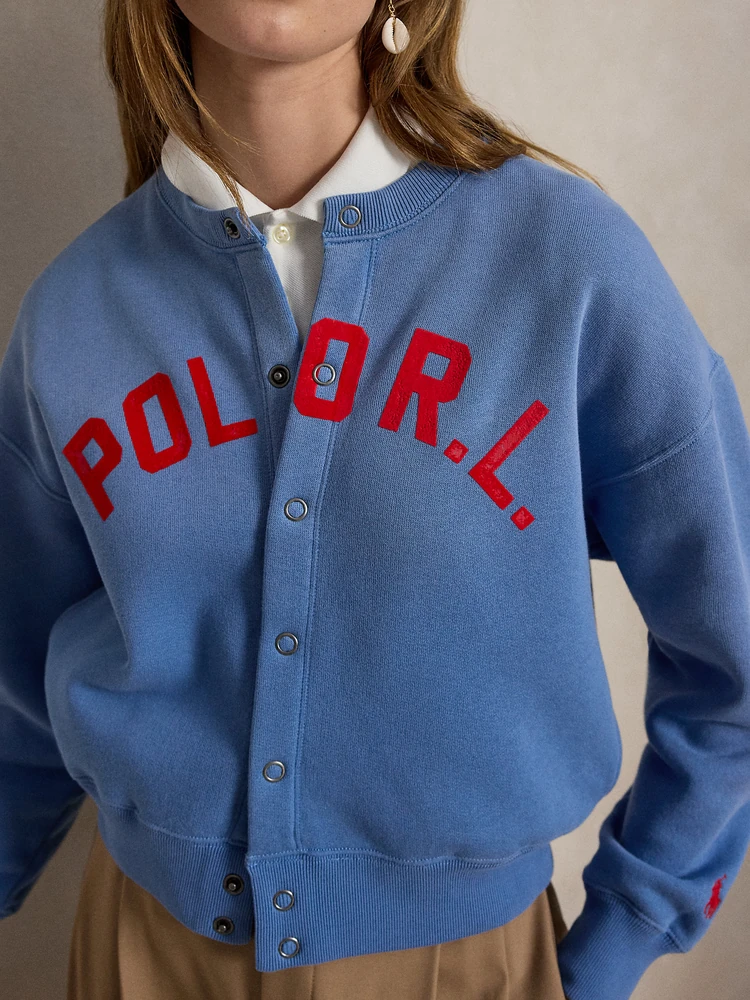 Polo Ralph Lauren Флисовый кардиган на кнопках с логотипом, деталь