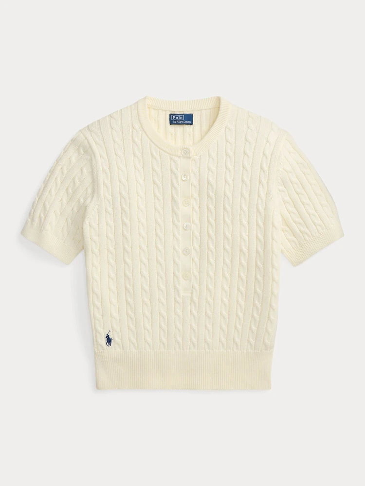 Polo Ralph Lauren Хлопковый джемпер хенли мелкой косой вязки, деталь