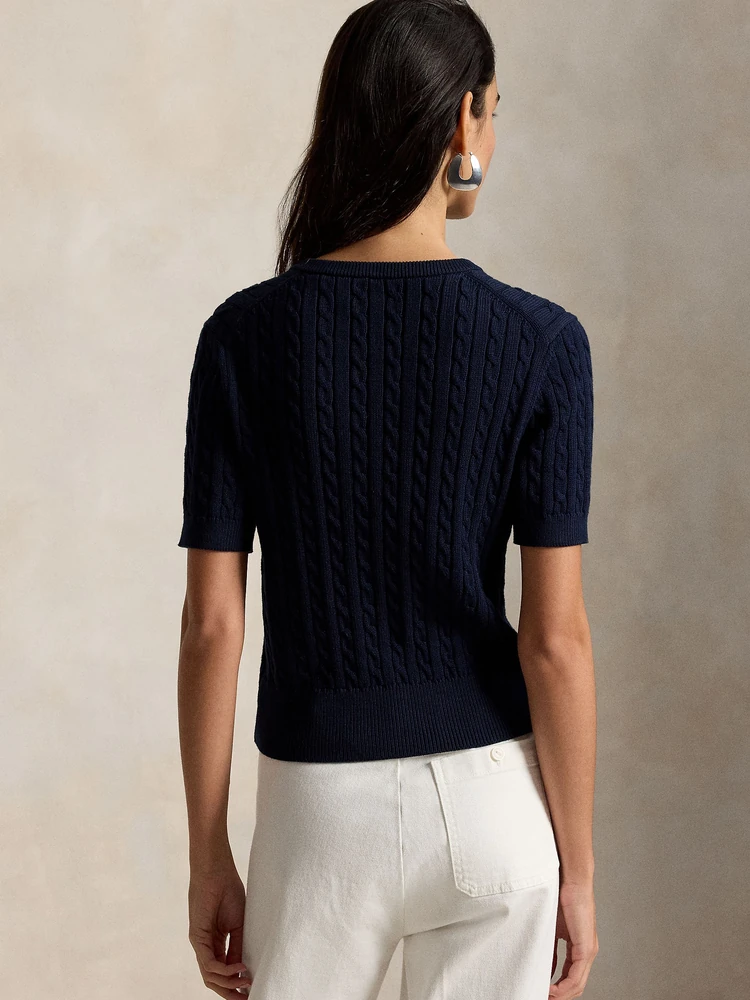 Polo Ralph Lauren Хлопковый джемпер хенли мелкой косой вязки, деталь
