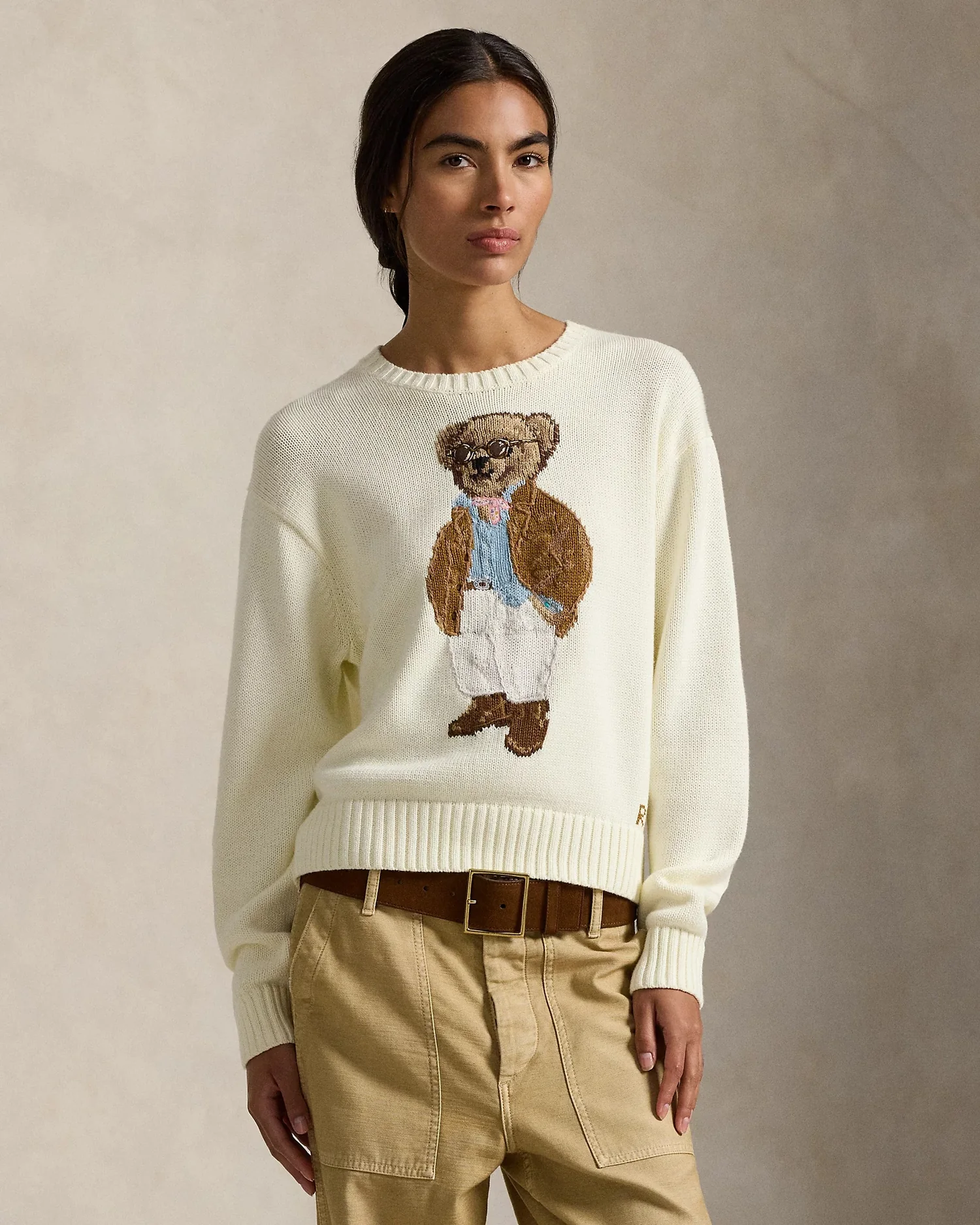 Ralph Lauren Хлопковый свитер Polo Bear с круглым вырезом
