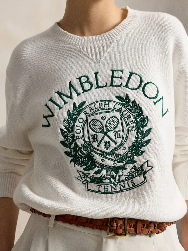 Polo Ralph Lauren Хлопковый джемпер с эмблемой Wimbledon, деталь