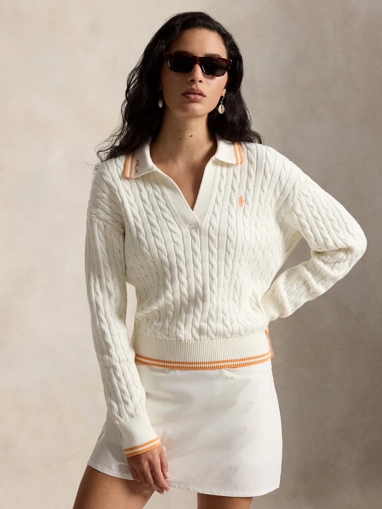 RLX Ralph Lauren Джемпер косой вязки с воротником поло
